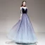 Elegante Violett Farbverlauf Abendkleider 2020 A Linie Spaghettiträger Kurze Ärmel Perlenstickerei Quaste Glanz Tülle Lange Rüschen Rückenfreies Festliche Kleider