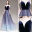Elegante Violett Farbverlauf Abendkleider 2020 A Linie Spaghettiträger Kurze Ärmel Perlenstickerei Quaste Glanz Tülle Lange Rüschen Rückenfreies Festliche Kleider