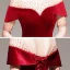 Fashion Red Velour Winter Evening Dresses  2020 A-Line / Princess See-through Square Neckline Short Sleeve Beading Floor-Length / Long Ruffle Backless Formal Dresses