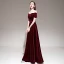 Chic / Beautiful Burgundy Winter Evening Dresses  2020 A-Line / Princess Off-The-Shoulder Short Sleeve Glitter Velour Beading Sash Floor-Length / Long Backless Formal Dresses