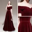 Chic / Beautiful Burgundy Winter Evening Dresses  2020 A-Line / Princess Off-The-Shoulder Short Sleeve Glitter Velour Beading Sash Floor-Length / Long Backless Formal Dresses