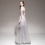 Élégant Gris Été Robe De Soirée 2020 Princesse Bretelles Spaghetti Sans Manches Perlage Appliques En Dentelle Longue Volants Dos Nu Robe De Ceremonie