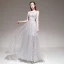 Élégant Gris Été Robe De Soirée 2020 Princesse Bretelles Spaghetti Sans Manches Perlage Appliques En Dentelle Longue Volants Dos Nu Robe De Ceremonie