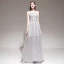 Élégant Gris Été Robe De Soirée 2020 Princesse Bretelles Spaghetti Sans Manches Perlage Appliques En Dentelle Longue Volants Dos Nu Robe De Ceremonie