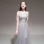 Élégant Gris Été Robe De Soirée 2020 Princesse Bretelles Spaghetti Sans Manches Perlage Appliques En Dentelle Longue Volants Dos Nu Robe De Ceremonie