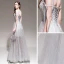 Élégant Gris Été Robe De Soirée 2020 Princesse Bretelles Spaghetti Sans Manches Perlage Appliques En Dentelle Longue Volants Dos Nu Robe De Ceremonie