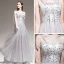 Élégant Gris Été Robe De Soirée 2020 Princesse Bretelles Spaghetti Sans Manches Perlage Appliques En Dentelle Longue Volants Dos Nu Robe De Ceremonie