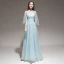 Romantique Bleu Ciel Robe De Soirée Avec Châle 2020 Princesse épaules Sans Manches Perlage Ceinture Longue Volants Dos Nu Robe De Ceremonie
