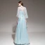 Romantique Bleu Ciel Robe De Soirée Avec Châle 2020 Princesse épaules Sans Manches Perlage Ceinture Longue Volants Dos Nu Robe De Ceremonie
