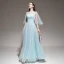 Romantique Bleu Ciel Robe De Soirée Avec Châle 2020 Princesse épaules Sans Manches Perlage Ceinture Longue Volants Dos Nu Robe De Ceremonie