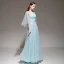 Romantique Bleu Ciel Robe De Soirée Avec Châle 2020 Princesse épaules Sans Manches Perlage Ceinture Longue Volants Dos Nu Robe De Ceremonie