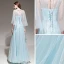 Romantique Bleu Ciel Robe De Soirée Avec Châle 2020 Princesse épaules Sans Manches Perlage Ceinture Longue Volants Dos Nu Robe De Ceremonie