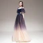 Fashion Purple Gradient-Color Evening Dresses  2020 A-Line / Princess Spaghetti Straps Short Sleeve Appliques Lace Beading Sash Glitter Tulle Floor-Length / Long Ruffle