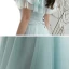 Chic / Belle Bleu Ciel Robe De Soirée 2020 Princesse De l'épaule Manches Courtes Perlage Glitter Tulle Longue Volants Dos Nu Robe De Ceremonie