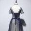 Chic / Belle Champagne Bleu Marine Robe De Soirée 2020 Princesse V-Cou Manches Courtes Glitter Tulle Ceinture Perlage Longue Volants Dos Nu Robe De Ceremonie
