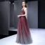 Elegant Burgundy Gradient-Color Evening Dresses  2020 A-Line / Princess Spaghetti Straps Sleeveless Beading Floor-Length / Long Ruffle Backless Formal Dresses