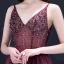 Elegant Burgundy Gradient-Color Evening Dresses  2020 A-Line / Princess Spaghetti Straps Sleeveless Beading Floor-Length / Long Ruffle Backless Formal Dresses