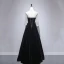 Modest / Simple Black Velour Winter Evening Dresses  2020 A-Line / Princess See-through Scoop Neck Long Sleeve Beading Floor-Length / Long Ruffle Backless Formal Dresses