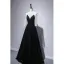 Modest / Simple Black Velour Winter Evening Dresses  2020 A-Line / Princess See-through Scoop Neck Long Sleeve Beading Floor-Length / Long Ruffle Backless Formal Dresses