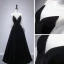 Modest / Simple Black Velour Winter Evening Dresses  2020 A-Line / Princess See-through Scoop Neck Long Sleeve Beading Floor-Length / Long Ruffle Backless Formal Dresses