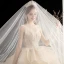 Luxury / Gorgeous Champagne Wedding Dresses 2020 Ball Gown Scoop Neck Sleeveless Backless Appliques Flower Glitter Tulle Beading Cathedral Train Ruffle