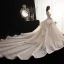 Luxury / Gorgeous Champagne Wedding Dresses 2020 Ball Gown Off-The-Shoulder Short Sleeve Backless Beading Printing Glitter Flower Cathedral Train Ruffle