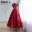 Illusion Burgundy Pierced Balklänningar 2018 Prinsessa Hög Hals Korta ärm Beading Halterneck Ruffle Formella Klänningar