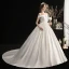 Simple Ivoire Satin La Mariée Robe De Mariée 2020 Princesse De l'épaule Manches Courtes Dos Nu Train De Balayage