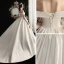 Simple Ivoire Satin La Mariée Robe De Mariée 2020 Princesse De l'épaule Manches Courtes Dos Nu Train De Balayage