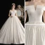 Simple Ivoire Satin La Mariée Robe De Mariée 2020 Princesse De l'épaule Manches Courtes Dos Nu Train De Balayage