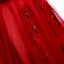 Chic / Belle Rouge Robe De Soirée 2020 Princesse De l'épaule Manches Courtes Ceinture Appliques En Dentelle Perlage Longue Volants Dos Nu Robe De Ceremonie