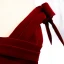 Affordable Burgundy Velour Winter Evening Dresses  2020 A-Line / Princess Off-The-Shoulder Bow Short Sleeve Sash Floor-Length / Long Backless Formal Dresses
