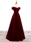 Schlicht Burgunderrot Velour Winter Abendkleider 2020 A Linie Off Shoulder Kurze Ärmel Lange Rüschen Rückenfreies Festliche Kleider