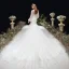 Victorian Style Ivory Bridal Wedding Dresses 2020 Trumpet / Mermaid See-through Scoop Neck Puffy Long Sleeve Backless Appliques Flower Glitter Tulle Chapel Train Ruffle