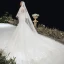 Victorian Style Ivory Bridal Wedding Dresses 2020 Trumpet / Mermaid See-through Scoop Neck Puffy Long Sleeve Backless Appliques Flower Glitter Tulle Chapel Train Ruffle