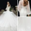 Victorian Style Ivory Bridal Wedding Dresses 2020 Trumpet / Mermaid See-through Scoop Neck Puffy Long Sleeve Backless Appliques Flower Glitter Tulle Chapel Train Ruffle