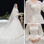 Victorian Style Ivory Bridal Wedding Dresses 2020 Trumpet / Mermaid See-through Scoop Neck Puffy Long Sleeve Backless Appliques Flower Glitter Tulle Chapel Train Ruffle