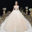 Chic / Belle Champagne La Mariée Robe De Mariée 2020 Robe Boule Col v profond Manches Courtes Dos Nu Perlage Longue Volants