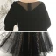 Vintage / Retro Black Suede Evening Dresses  2020 A-Line / Princess Square Neckline Puffy 1/2 Sleeves Glitter Star Tulle Floor-Length / Long Ruffle Backless Formal Dresses