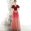 Chic / Beautiful Red Suede Evening Dresses  2020 A-Line / Princess See-through High Neck Puffy Short Sleeve Glitter Tulle Beading Floor-Length / Long Ruffle Backless Formal Dresses