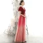 Chic / Beautiful Red Suede Evening Dresses  2020 A-Line / Princess See-through High Neck Puffy Short Sleeve Glitter Tulle Beading Floor-Length / Long Ruffle Backless Formal Dresses