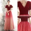 Chic / Beautiful Red Suede Evening Dresses  2020 A-Line / Princess See-through High Neck Puffy Short Sleeve Glitter Tulle Beading Floor-Length / Long Ruffle Backless Formal Dresses