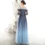 Abordable Bleu Marine Dégradé De Couleur Robe De Soirée 2020 Princesse Transparentes Encolure Carrée Gonflée 3/4 Manches Glitter Tulle Longue Volants Robe De Ceremonie