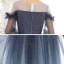 Abordable Bleu Marine Dégradé De Couleur Robe De Soirée 2020 Princesse Transparentes Encolure Carrée Gonflée 3/4 Manches Glitter Tulle Longue Volants Robe De Ceremonie