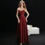 Simple Bordeaux Transparentes Robe De Soirée 2019 Princesse Encolure Dégagée Sans Manches Faux Diamant Ceinture Longue Volants Robe De Ceremonie