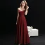 Simple Bordeaux Transparentes Robe De Soirée 2019 Princesse Encolure Dégagée Sans Manches Faux Diamant Ceinture Longue Volants Robe De Ceremonie
