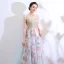 Flower Fairy Pool Blue Prom Dresses 2018 A-Line / Princess See-through Scoop Neck Sleeveless Appliques Lace Printing Flower Tulle Floor-Length / Long Ruffle Backless