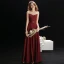 Simple Bordeaux Transparentes Robe De Soirée 2019 Princesse Encolure Dégagée Sans Manches Faux Diamant Ceinture Longue Volants Robe De Ceremonie