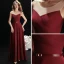 Simple Bordeaux Transparentes Robe De Soirée 2019 Princesse Encolure Dégagée Sans Manches Faux Diamant Ceinture Longue Volants Robe De Ceremonie