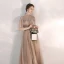 Vintage / Originale Champagne Robe De Soirée 2020 Princesse Col Haut Manches Courtes Perlage Longue Volants Dos Nu Robe De Ceremonie